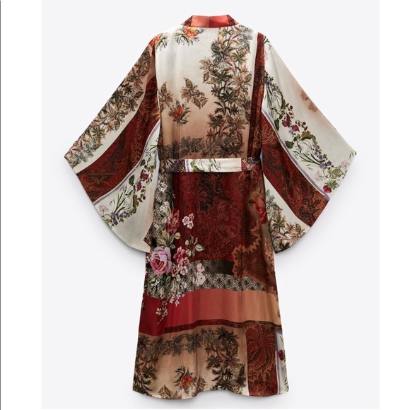 NWT Zara 2-Piece Patchwork Print Kimono And Pants Set - Picture 4 of 13